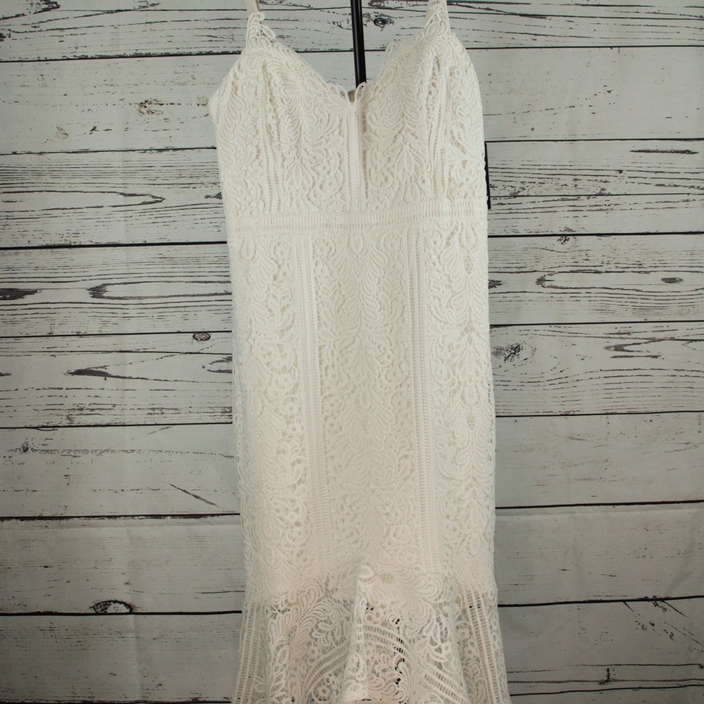 Guess White Lace Midi Dress